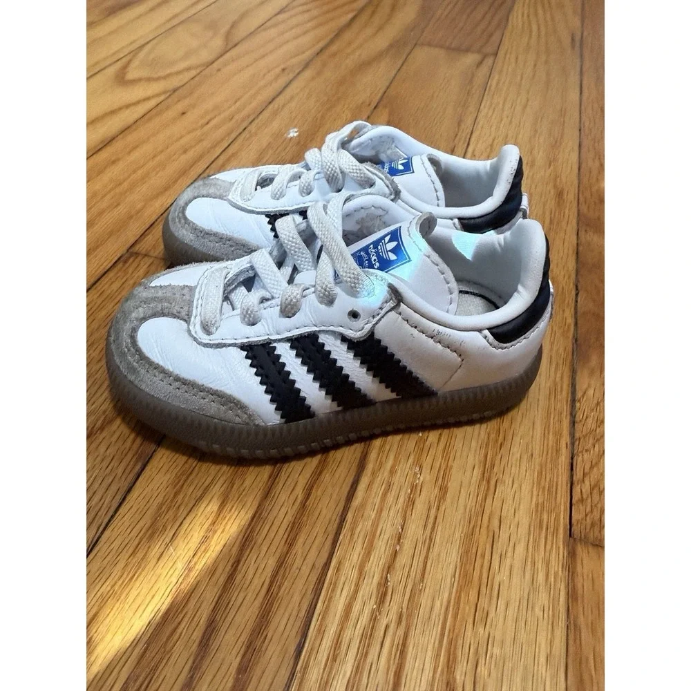 adidas Toddler Samba OG Shoes White Black Stripes Baby Size 4